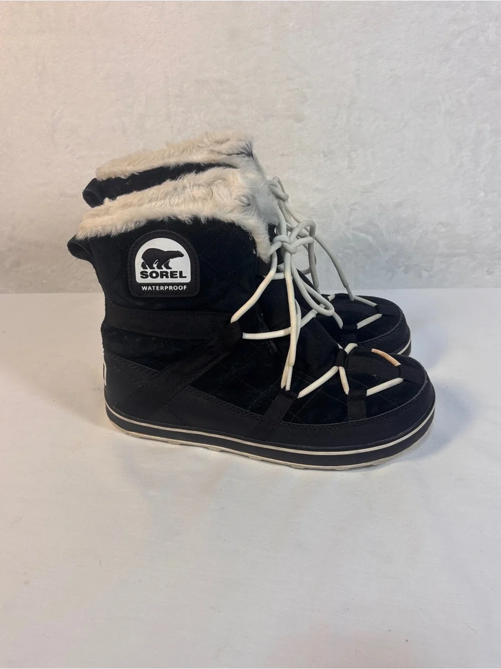 Sorel Glacy Explorer Shortie Black Winter Snow Boots Waterproof Sz 10